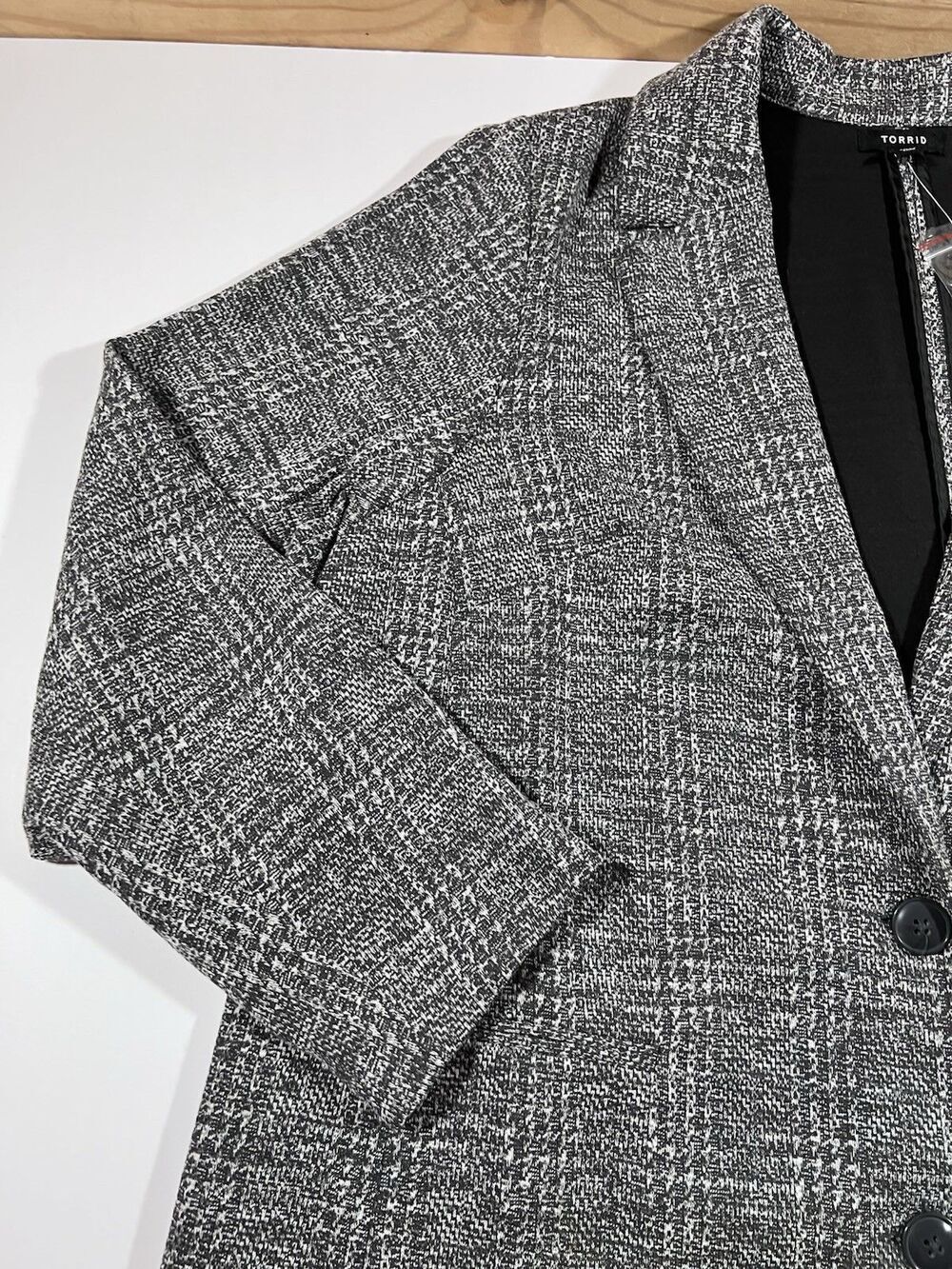 Torrid Gray Black Marled Knit Blazer Jacket Button Front Career Plus Size 3 NWT - Picture 5 of 9
